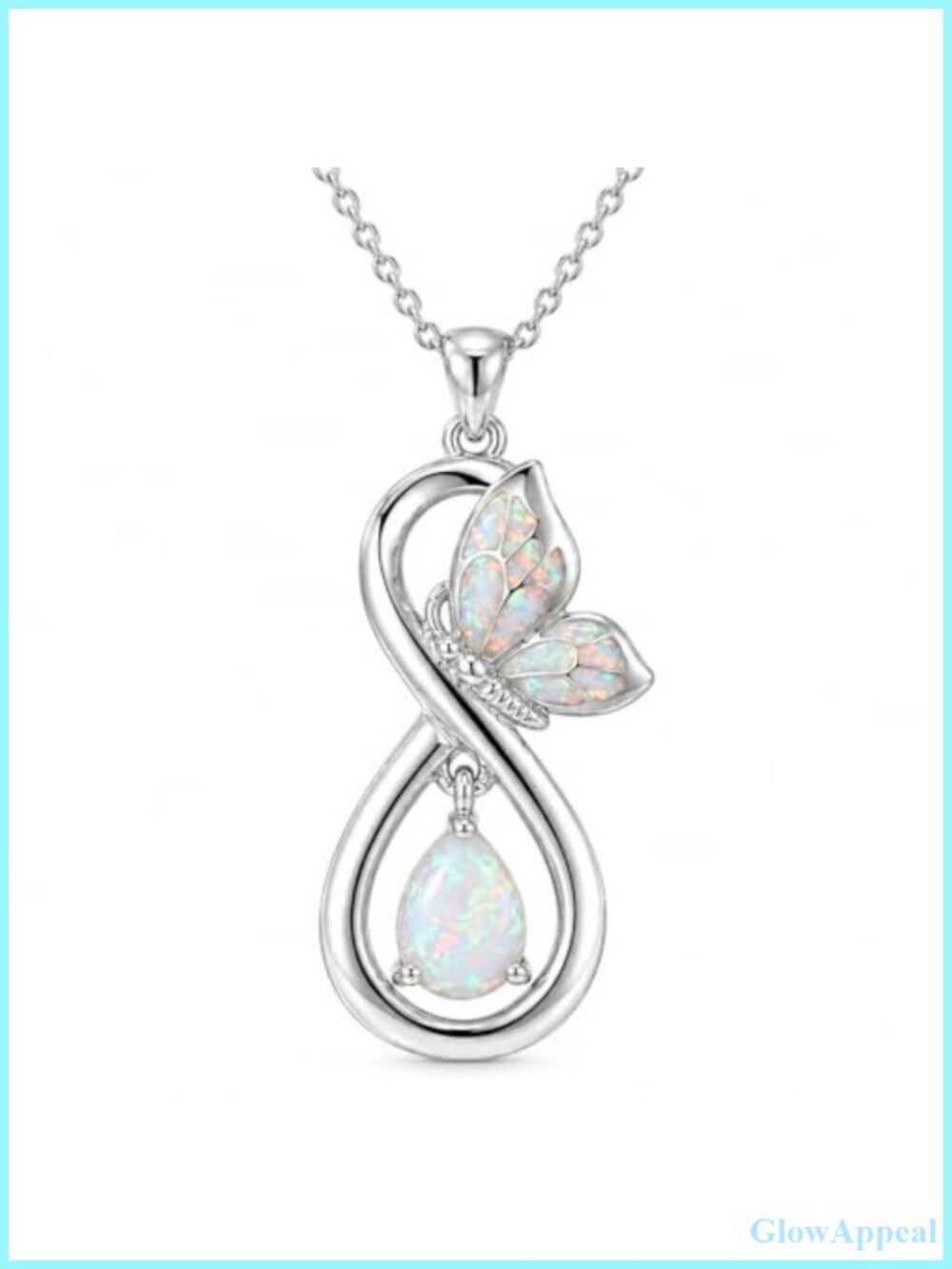 Opal Infinity Butterfly Necklace 14K Gold Plated Teardrop Pendant Jewelry